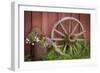 Canada, British Columbia, Cache Creek. Vintage wagon wheel.-Jaynes Gallery-Framed Photographic Print