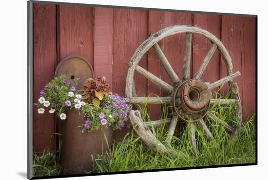 Canada, British Columbia, Cache Creek. Vintage wagon wheel.-Jaynes Gallery-Mounted Photographic Print