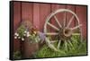 Canada, British Columbia, Cache Creek. Vintage wagon wheel.-Jaynes Gallery-Framed Stretched Canvas