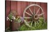 Canada, British Columbia, Cache Creek. Vintage wagon wheel.-Jaynes Gallery-Stretched Canvas