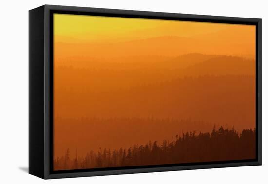 Canada, British Columbia, Carmanah-Walbran Provincial Park. Mountains and forests at sunset.-Jaynes Gallery-Framed Stretched Canvas