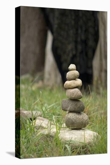 Canada, British Columbia, Cowichan Valley. Balanced Rocks at a Lavender Farm-Kevin Oke-Stretched Canvas