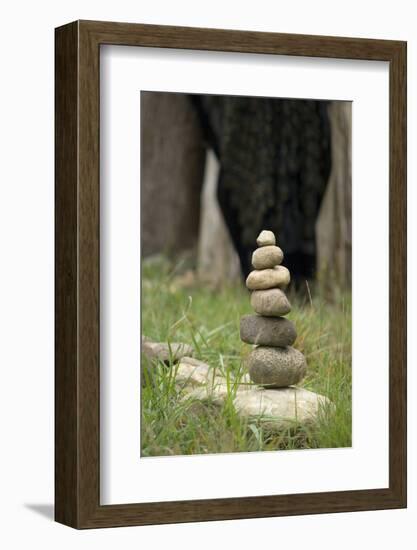 Canada, British Columbia, Cowichan Valley. Balanced Rocks at a Lavender Farm-Kevin Oke-Framed Photographic Print