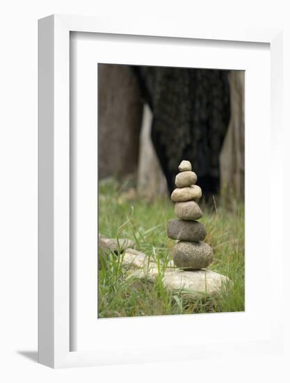 Canada, British Columbia, Cowichan Valley. Balanced Rocks at a Lavender Farm-Kevin Oke-Framed Photographic Print