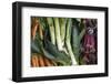 Canada, British Columbia, Cowichan Valley, Duncan. Leeks, Carrots and Beets at a Farmers Market-Kevin Oke-Framed Photographic Print