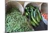 Canada, British Columbia, Cowichan Valley. Green Beans and Zucchini in Wicker Baskets-Kevin Oke-Mounted Photographic Print