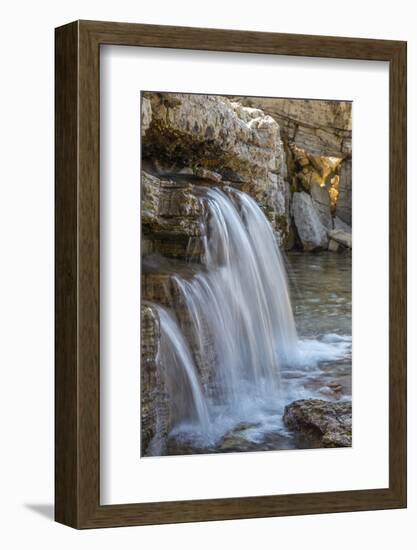 Canada, British Columbia, East Kootenay Mountains. Waterfall pouring out of limestone.-Jaynes Gallery-Framed Photographic Print