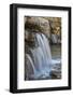 Canada, British Columbia, East Kootenay Mountains. Waterfall pouring out of limestone.-Jaynes Gallery-Framed Photographic Print