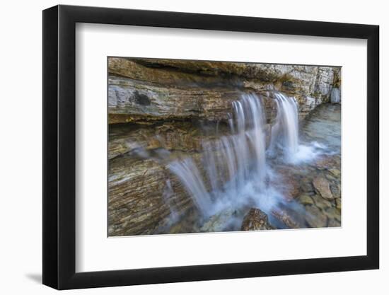 Canada, British Columbia, East Kootenay Mountains. Waterfall pouring out of limestone.-Jaynes Gallery-Framed Photographic Print