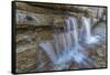 Canada, British Columbia, East Kootenay Mountains. Waterfall pouring out of limestone.-Jaynes Gallery-Framed Stretched Canvas