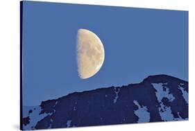 Canada, British Columbia. Half moon rising above mountain.-Jaynes Gallery-Stretched Canvas