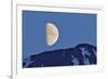 Canada, British Columbia. Half moon rising above mountain.-Jaynes Gallery-Framed Photographic Print