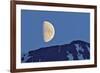 Canada, British Columbia. Half moon rising above mountain.-Jaynes Gallery-Framed Photographic Print