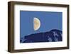 Canada, British Columbia. Half moon rising above mountain.-Jaynes Gallery-Framed Photographic Print