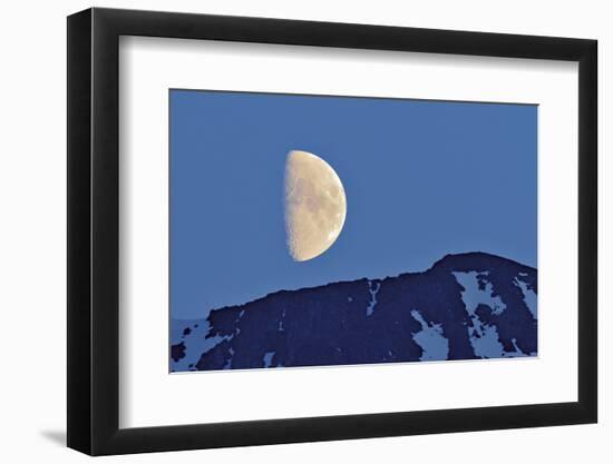 Canada, British Columbia. Half moon rising above mountain.-Jaynes Gallery-Framed Photographic Print