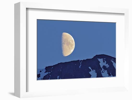 Canada, British Columbia. Half moon rising above mountain.-Jaynes Gallery-Framed Photographic Print