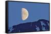 Canada, British Columbia. Half moon rising above mountain.-Jaynes Gallery-Framed Stretched Canvas