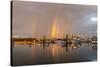 Canada, British Columbia, Inside Passage. Rainbows over Port Mcneill Marina-Jaynes Gallery-Stretched Canvas