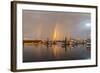 Canada, British Columbia, Inside Passage. Rainbows over Port Mcneill Marina-Jaynes Gallery-Framed Photographic Print