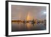 Canada, British Columbia, Inside Passage. Rainbows over Port Mcneill Marina-Jaynes Gallery-Framed Photographic Print