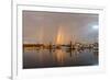 Canada, British Columbia, Inside Passage. Rainbows over Port Mcneill Marina-Jaynes Gallery-Framed Photographic Print