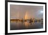 Canada, British Columbia, Inside Passage. Rainbows over Port Mcneill Marina-Jaynes Gallery-Framed Photographic Print