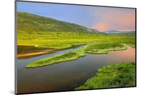 Canada, British Columbia. Lower Gnat Lake and mountains.-Jaynes Gallery-Mounted Photographic Print