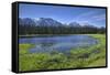 Canada, British Columbia. Mehan Lake and Coast Mountains.-Jaynes Gallery-Framed Stretched Canvas