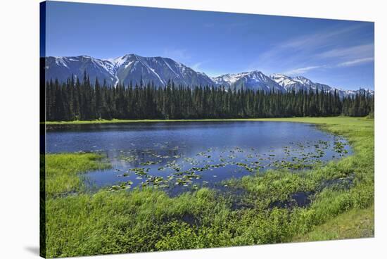 Canada, British Columbia. Mehan Lake and Coast Mountains.-Jaynes Gallery-Stretched Canvas