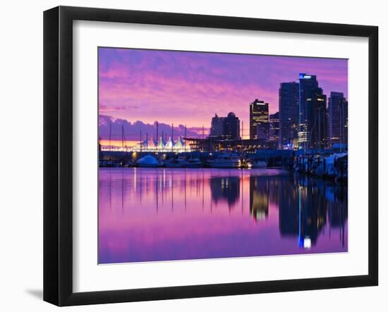 Canada, British Columbia, Vancouver, City View and Canada Place from Coal Harbour-Walter Bibikow-Framed Photographic Print