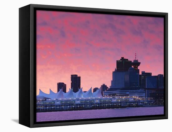 Canada, British Columbia, Vancouver, City View and Canada Place from Coal Harbour-Walter Bibikow-Framed Stretched Canvas