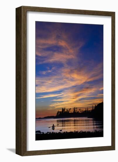 Canada, British Columbia Vancouver Island, Ucluelet, West Coast, Kayak at Sunset-Christian Heeb-Framed Photographic Print