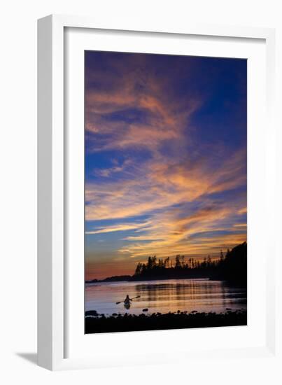 Canada, British Columbia Vancouver Island, Ucluelet, West Coast, Kayak at Sunset-Christian Heeb-Framed Photographic Print