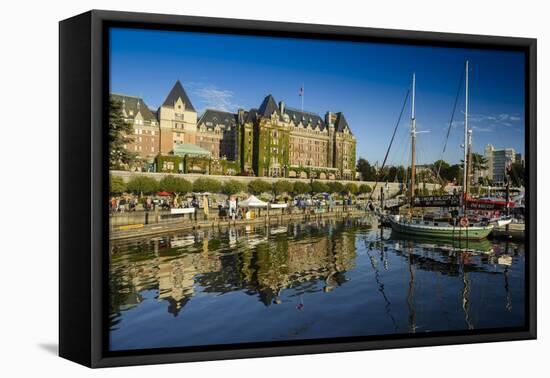 Canada, British Columbia, Vancouver Island, Victoria, Harbor and Empress Hotel-Christian Heeb-Framed Stretched Canvas