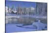 Canada, British Columbia, Yoho National Park. Cabin at Emerald Lake in winter.-Jaynes Gallery-Stretched Canvas