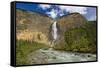 Canada, British Columbia, Yoho National Park. Takakkaw Falls and Kicking Horse River.-Jaynes Gallery-Framed Stretched Canvas