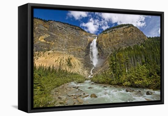 Canada, British Columbia, Yoho National Park. Takakkaw Falls and Kicking Horse River.-Jaynes Gallery-Framed Stretched Canvas