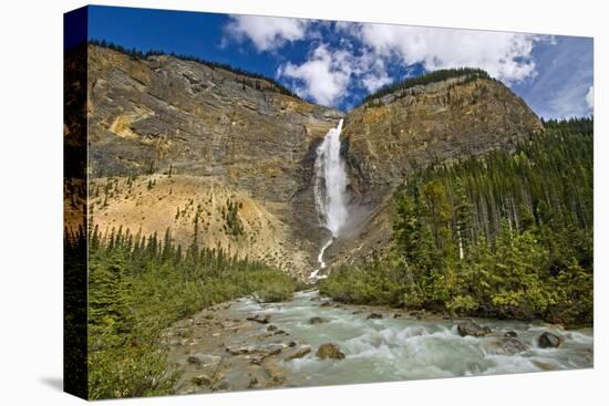 Canada, British Columbia, Yoho National Park. Takakkaw Falls and Kicking Horse River.-Jaynes Gallery-Stretched Canvas