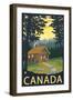 Canada, Cabin Scene-Lantern Press-Framed Art Print