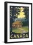 Canada, Cabin Scene-Lantern Press-Framed Art Print