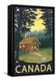 Canada, Cabin Scene-Lantern Press-Framed Stretched Canvas