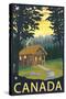 Canada, Cabin Scene-Lantern Press-Stretched Canvas