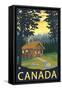 Canada, Cabin Scene-Lantern Press-Framed Stretched Canvas