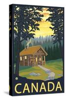 Canada, Cabin Scene-Lantern Press-Stretched Canvas