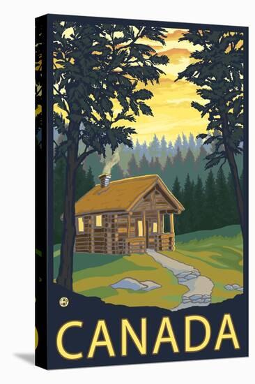 Canada, Cabin Scene-Lantern Press-Stretched Canvas