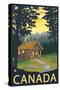 Canada, Cabin Scene-Lantern Press-Stretched Canvas