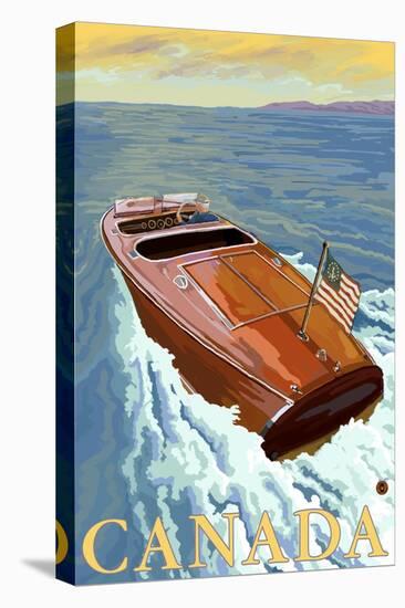 Canada, Chris Craft Boat-Lantern Press-Stretched Canvas