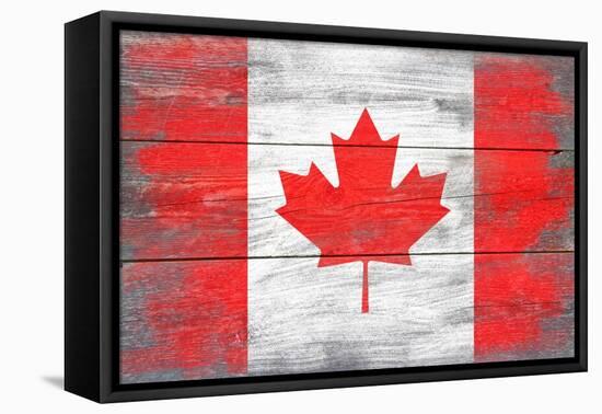 Canada Country Flag - Barnwood Painting-Lantern Press-Framed Stretched Canvas