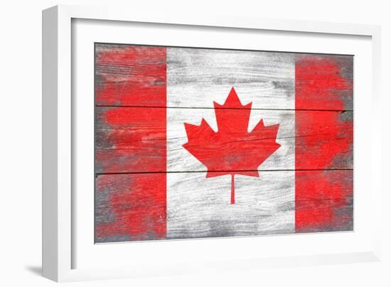 Canada Country Flag - Barnwood Painting-Lantern Press-Framed Art Print