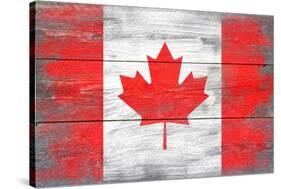 Canada Country Flag - Barnwood Painting-Lantern Press-Stretched Canvas